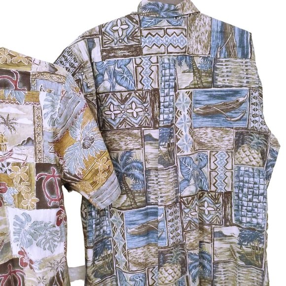 Lot of 2 Vintage Aloha Shirts Bishop Street Hawaii -L Pocket SSL Vents Tropical - Picture 10 of 12